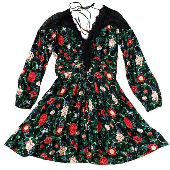 Anthropologie Black Floral Lace Mini Dress | Boho Romantic, 6, Brand New, NWT - Picture 1 of 10